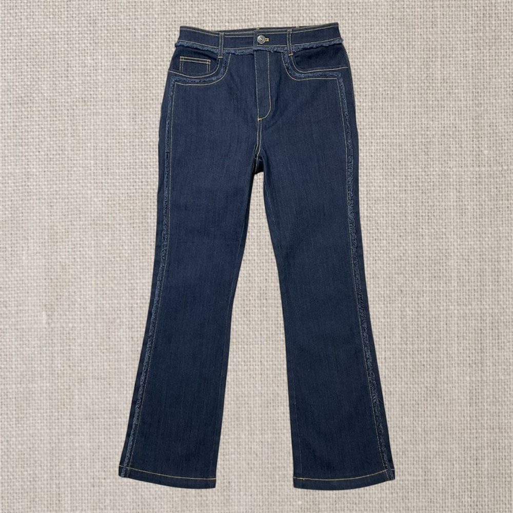 Cinq a Sept 5a7 High Rise Fringe Cropped Jeans Womens Size 4